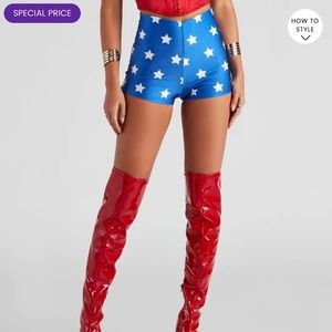 Super woman high waisted star shorts